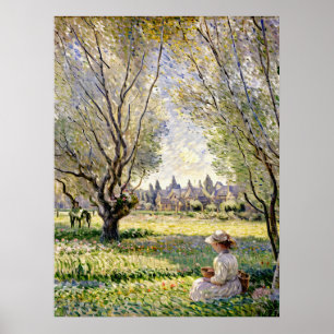 Frauen sitzen unter den Willows Poster