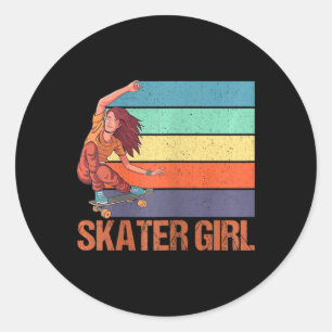 Frauen Skater Mädchen Skateboard Skateboarding Ges Runder Aufkleber