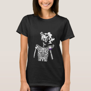 Frauen Skelett Kaffee trinken Asexual Pride Skul T-Shirt