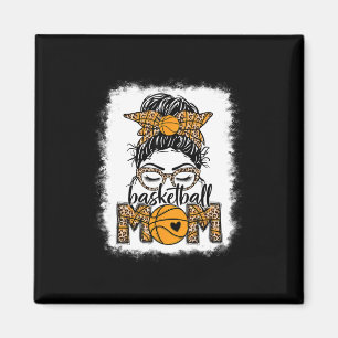 Frauen Sketll Mama Game Day Messy Bun Leopard Blea Magnet