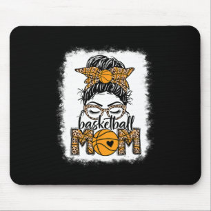 Frauen Sketll Mama Game Day Messy Bun Leopard Blea Mousepad