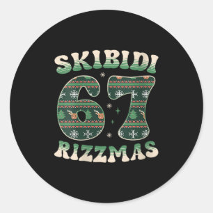 Frauen Skibidi Rizzmas 67 Six Seven Meme Hässliche Runder Aufkleber