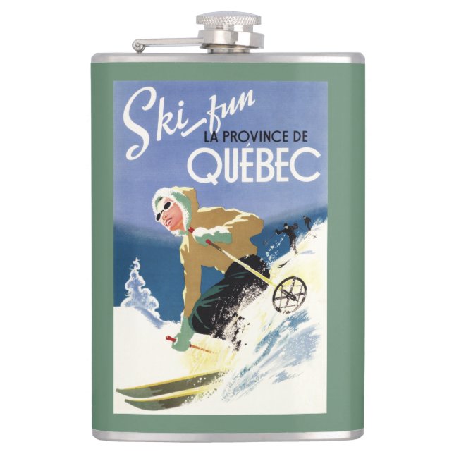 Frauen-Skifahren - englisches und französisches Flachmann (Vorderseite)