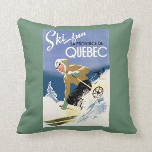 Frauen-Skifahren - englisches und französisches Kissen