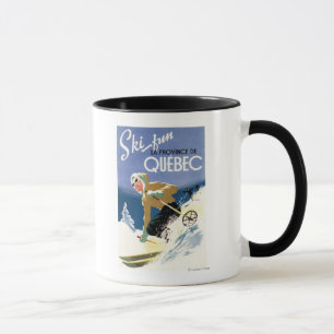 Frauen-Skifahren - englisches und französisches Tasse