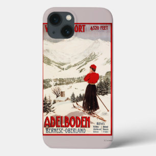 Frauen-Skifahrer, der Adelboden-Plakat übersieht iPhone 13 Hülle