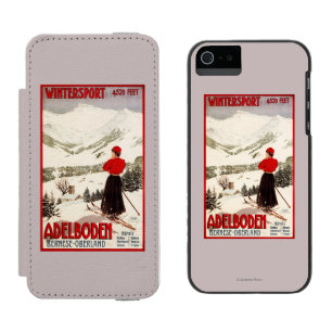 Frauen-Skifahrer, der Adelboden-Plakat übersieht Incipio Watson™ iPhone 5 Geldbörsen Hülle
