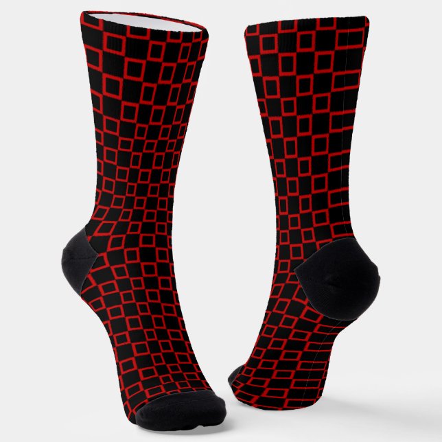 Frauen Socken mit schwarz-rot klassischem Design (Gewinkelt)
