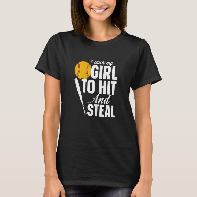 Frauen Softball Mama ich lehre mein Mädchen zu tre T-Shirt (Vorderseite)