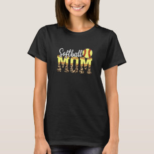 Frauen Softball Mama Leopard Proud Mother Day Pre T-Shirt