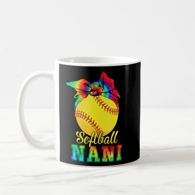 Frauen Softball Nani Gefärbte Krawatte Softball Mo Kaffeetasse (Links)