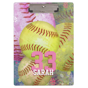 Frauen-Softball Rosa Gelb Abstract Weiblich Klemmbrett