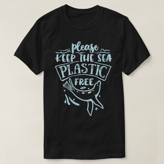 Frauen sollten das Meer plastisch frei mit Siegel  T-Shirt (Design vorne)