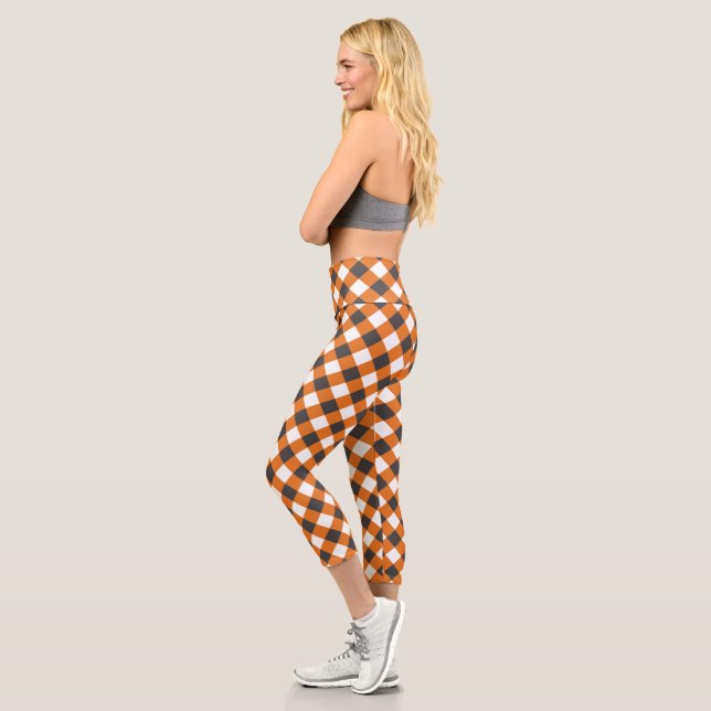 Frauen Sommer Kariert Gingham Kleidung Capri Leggings (Links)