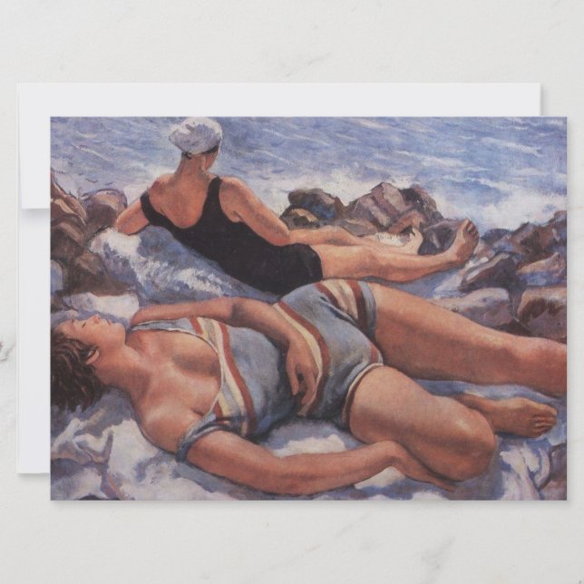 Frauen Sonnenbaden am Strand Karte (Vorderseite)