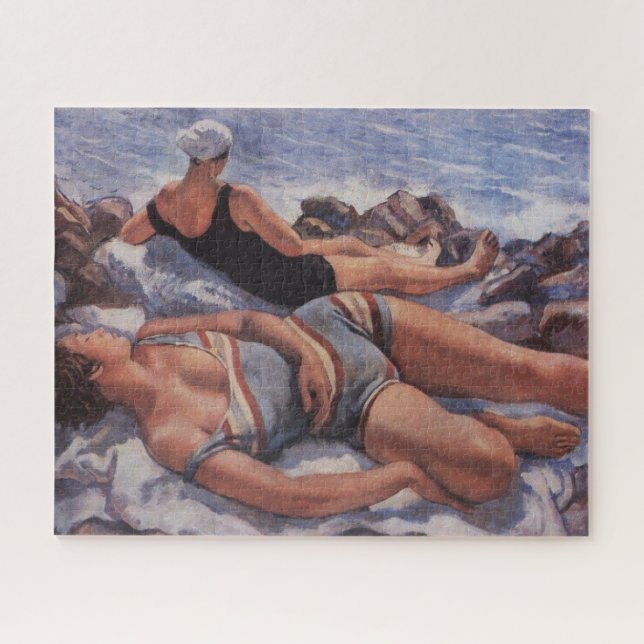 Frauen Sonnenbaden am Strand (von Serebriakova) (Horizontal)