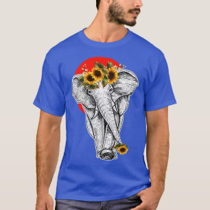 Frauen Sonnenblumen Elephant ästhetische Grafik T-Shirt