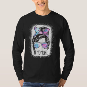 Frauen Sonnenbrille gebleicht Mama Leben Messy Haa T-Shirt
