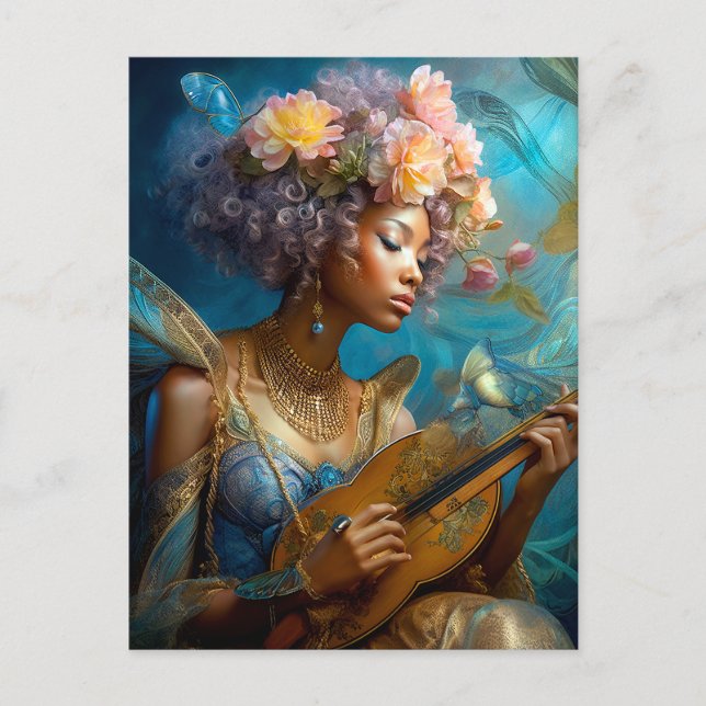 Frauen spielen Lute American Fantasy Art Postkarte (Vorderseite)