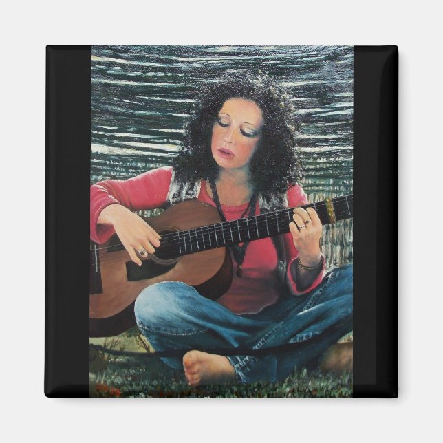 Frauen spielen Musik mit akustischer Gitarre Magnet (Vorne)