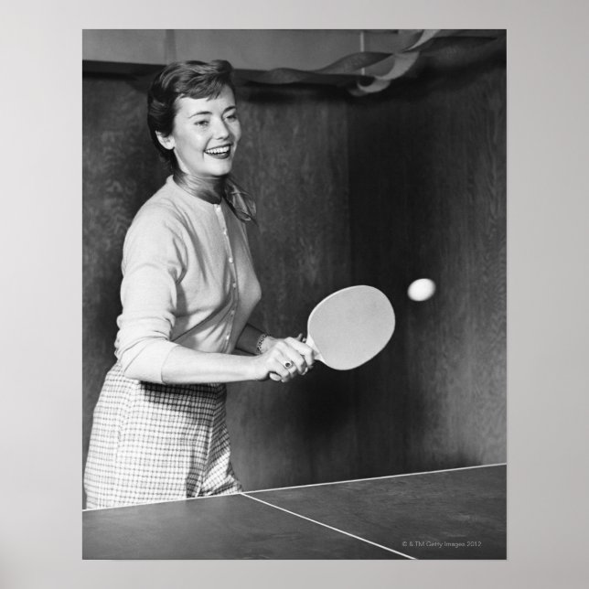 Frauen spielen Tischtennis Poster (Vorne)