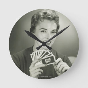 Frauen-Spielkarten Runde Wanduhr