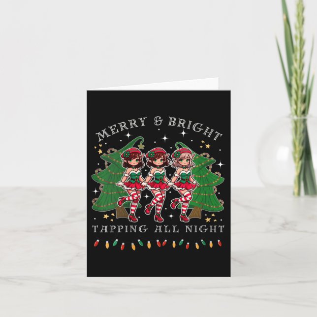 Frauen Stach Tanz und seien frohe Weihnachts-Elf-D Karte (Vorderseite)