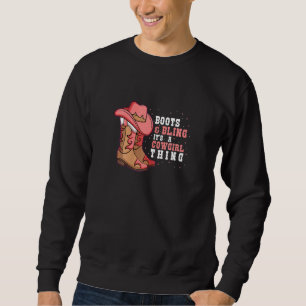Frauen stiefeln ihre Cowgirl-Sache zu klopfen Sweatshirt