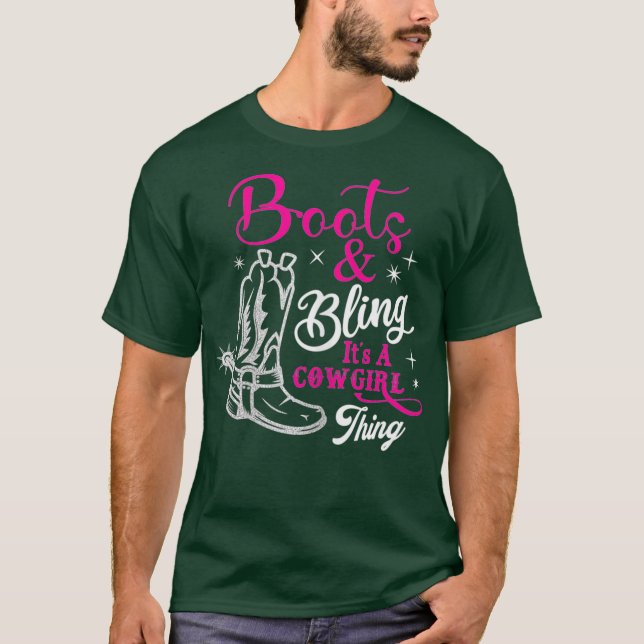 Frauen stiefeln ihre Kuhmädchen Western T-Shirt (Vorderseite)