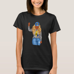 Frauen Stolz Barbados Flagge Karte Barbados Souven T-Shirt