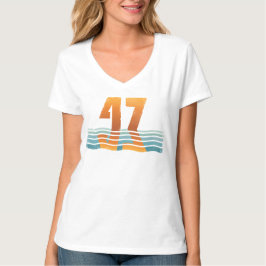 Frauen Sunset 47 Distressed V-Ausschnitt 2-Seite T T-Shirt
