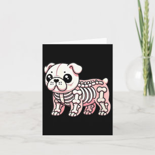 Frauen Süße Kawaii Englische Bulldogge Hund Skelet Karte