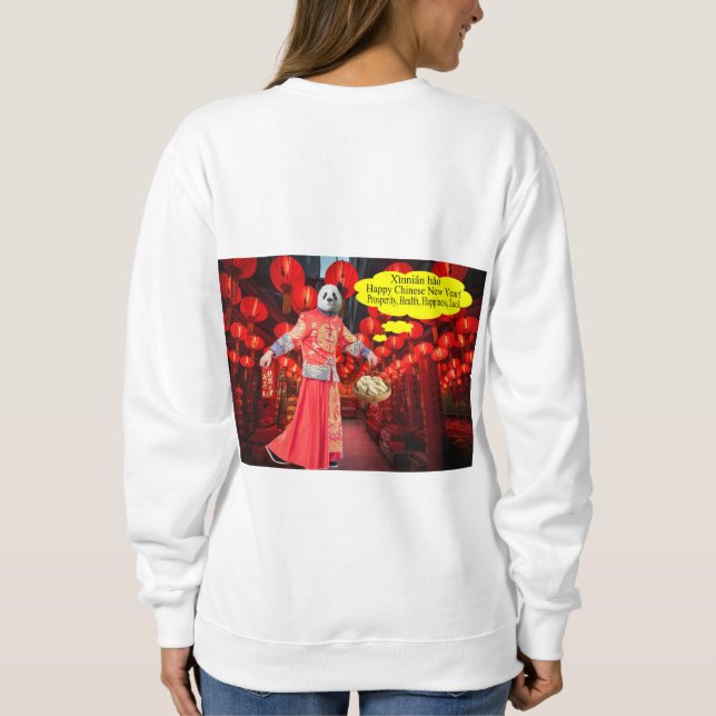Frauen Sweatshirt. Happy Chinese New Year. Panda Sweatshirt (Rückseite)
