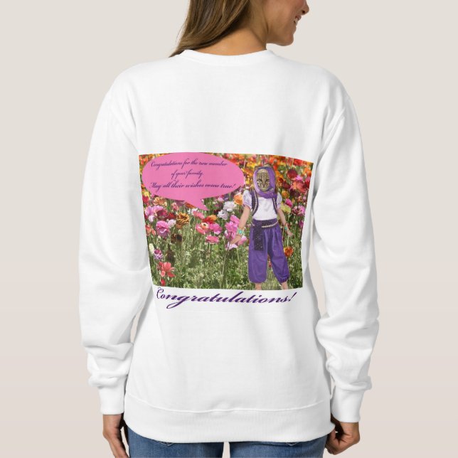 Frauen Sweatshirt. Herzlichen Glückwunsch! Sweatshirt (Rückseite)