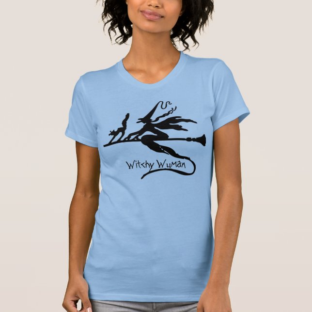 FRAUEN T - SHIRT - FUNNY - WITCHY WUMAN HALLOWEEN (Vorderseite)