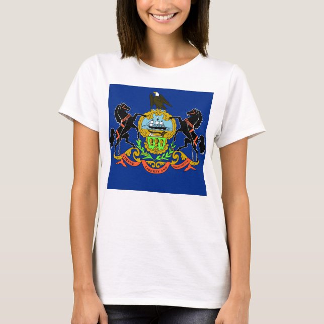 Frauen T Shirt mit der Fahne des Pennsylvania Staa (Vorderseite)