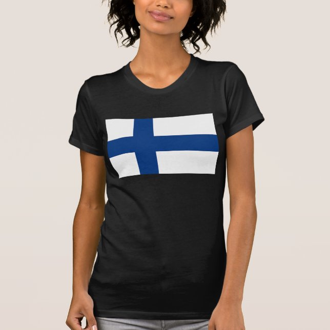 Frauen T Shirt mit der Flagge Finnlands (Vorderseite)
