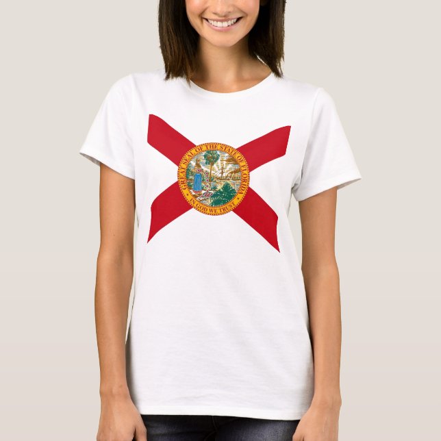 Frauen T Shirt mit der Flagge Floridas Staat (Vorderseite)
