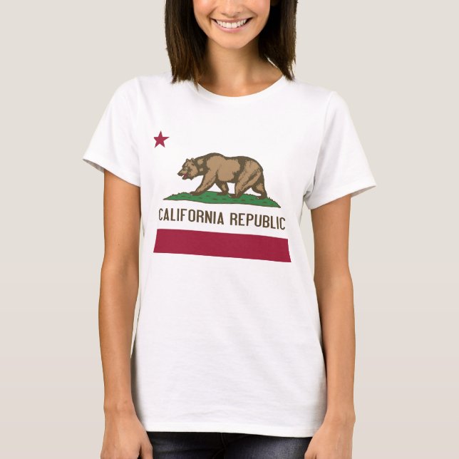 Frauen T Shirt mit Flagge Kaliforniens Staat (Vorderseite)