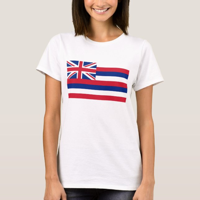 Frauen T Shirt mit Flaggen des hawaiianischen Staa (Vorderseite)