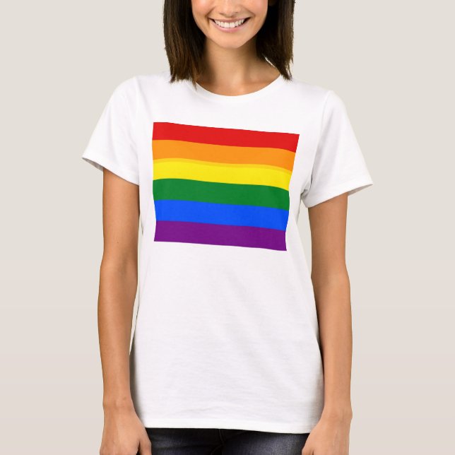 Frauen T-Shirt mit LGBT-Regenbogenflagge (Vorderseite)