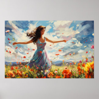 Frauen tanzen fröhlich in einem Bereich von Wildbl Poster