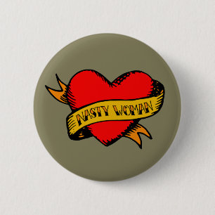 Frauen-Tätowierungs-Knopf Hillary Clinton ekliger Button