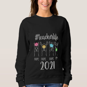 Frauen Teacher Life Niedlich Llama Gesichtsmaske Q Sweatshirt