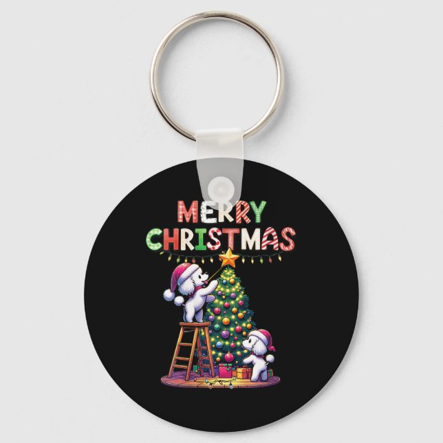 Frauen Tierliebhaber Xmas Doodle Hunde Decorati Schlüsselanhänger (Vorderseite)