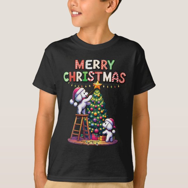 Frauen Tierliebhaber Xmas Doodle Hunde Decorati T-Shirt (Vorderseite)