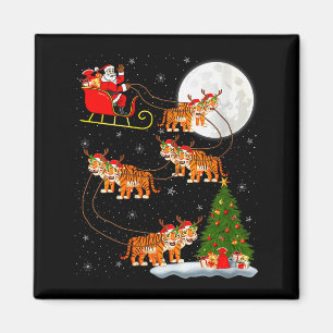 Frauen Tiger Santa Schlitten Fliegend Lustig Magis Magnet