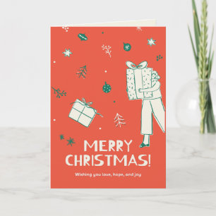 Frauen tragen Weihnachtsgeschenkskizze Karte