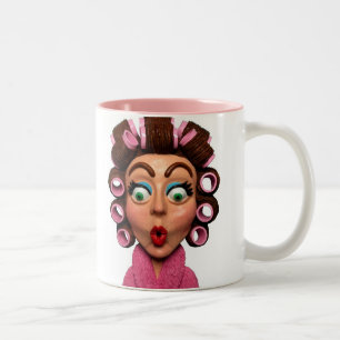 Frauen-tragende Lockenwickler Zweifarbige Tasse