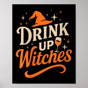Frauen Trinken Hexenwein Glas Halloween Junggesell Poster